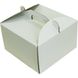 Коробка для торту з ручкою 250х250х150 мм біла картонна (паперова)