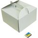 Коробка для торту з ручкою 250х250х150 мм біла картонна (паперова)
