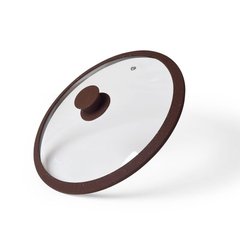 Крышка ARCADES 26 см с "мраморным" силиконовым ободком темно коричневый цвет (жаропрочное стекло)