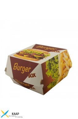 Коробка паперова під бургер висока Big Size 130х130х100 мм. зі стандартним дизайном