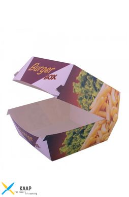 Коробка бумажная под бургер высокая Big Size 130х130х100 мм. со стандартным дизайном