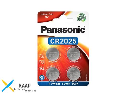 Батарейка Panasonic літієва CR2025 блістер, 4 шт.