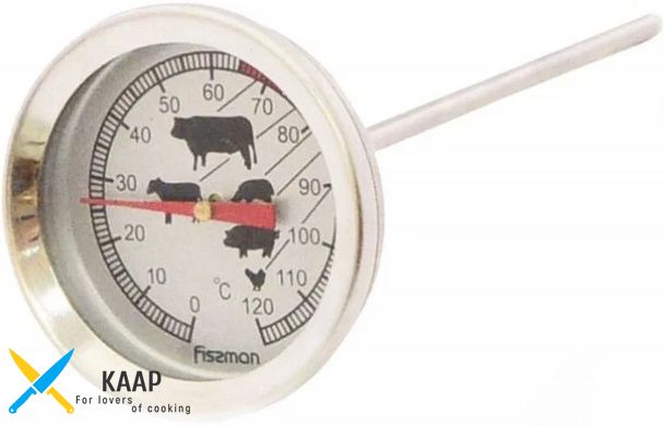 Термометр для мяса, диапазон замеров 0-120°C, длина щупа 13 см. Fissman 0301