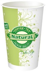 Склянка одноразова 540 мл 90х136 мм паперова Natural з малюнком кави зелена
