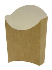 Коробка бумажная для картошки фри М(малая) 90/65х115 мм. крафт/белый на 150 гра мм 60 шт/уп