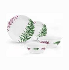 Набор белой посуды с разноцветными листьями из стеклокерамики Luminarc Spring Leaves (Q0388)