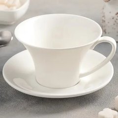 Чашка чайна з блюдцем 430 мл фарфорова біла Wilmax Fine WL-993172