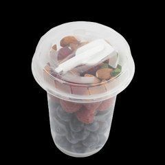 Контейнер для мороженого/десерта 360 мл 9,5х11 см с крышкой и складной ложкой, полипропиленовый