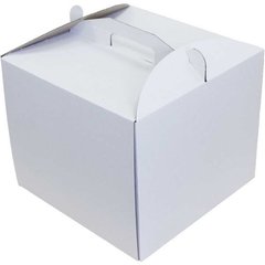 Коробка для торта с ручкой 300х300х250 мм белая картонная (бумажная)
