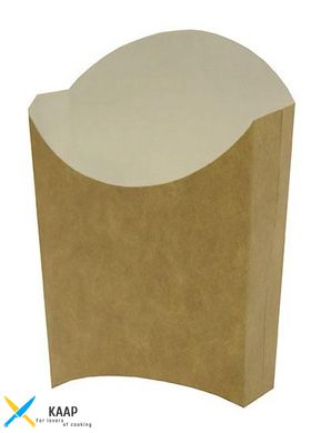 Коробка паперова для картоплі фрі М(мала) 90/65х115 мм. крафт/білий на 150 г 60 шт/уп