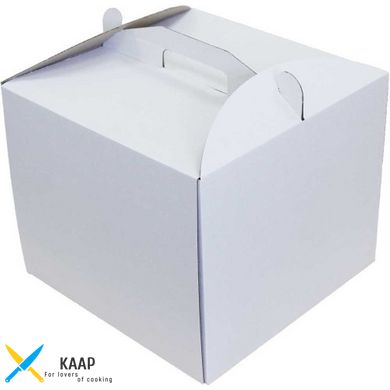 Коробка для торту з ручкою 300х300х250 мм біла картонна (паперова)