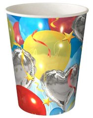 Склянка одноразова 250 мл 76х90 мм паперова з малюнком Кульки різнобарвна