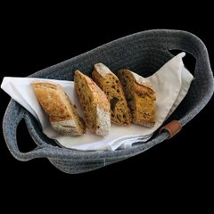 Корзина-хлебница овальная 27х16х8 см плетенная из джута серая с ручками "Нью Дели" 101-115