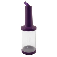 Бутылка барная для миксов 1л. с фиолетовой крышкой, прозрачная, пластиковая The Bars