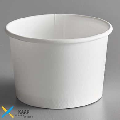Контейнер бумажный одноразовый для мороженого 1РЭ белый 125 мл. Ǿ=75 мм H=50 мм (Крышка с ложкой 011574,