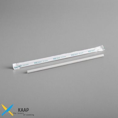 Трубочки бумажные 20см 50 шт d=6 см белые синяя полоска в индивидуальной бумажной упаковке 25153