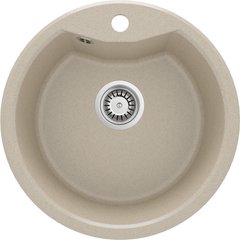 Мийка кухонна Solis, граніт, круг, без крила, 480х480х194мм, чаша - 1, накладна, пісок Deante