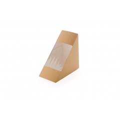 Контейнер для сэндвича бумажный | Крафт/Белая 1PE 125х125х60 мм
