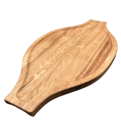 Дошка для подавання хачапурі 60х31х2 см "Хачапурі по-аджарськи XL із заглибленням" фігурна, дерев'яна з дуба