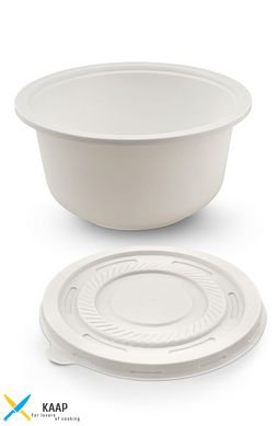 Емкость-тарелка одноразовая супная/салатница 500 мл. эко из кукурузного крахмала (Крышка 030820) 50