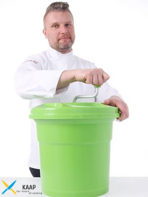 Ведро для сушки салата, зелени и овощей 25 л. пластиковое с отводом, зеленое Hendi 222560