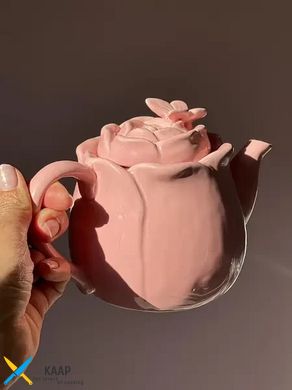 Чайник фарфоровый 600 мл "Нежная роза" розовый , 6708-1