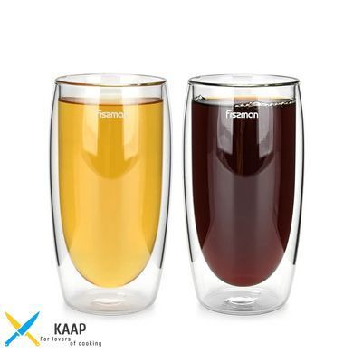 Комплект з двох склянок Fissman FRAPPE 350 мл жароміцне скло з подвійними стінками (6447)