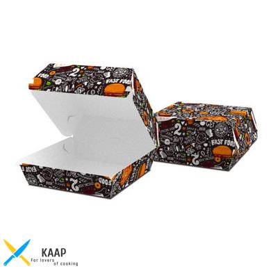 Упаковка для бургера 115х115/133х133х64 мм Midi Темна паперова розбірна