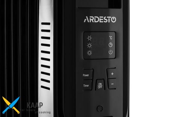 Оливний (масляний) радіатор Ardesto OFH-E09X2, 9 секцій, 2000 Вт, 20 м2, IP20, електронне керування, дисплей, таймер,