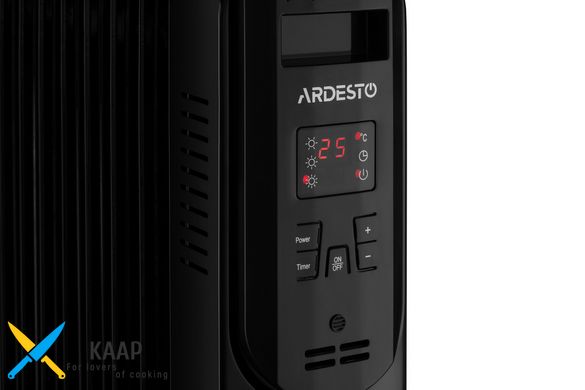 Масляный радиатор Ardesto OFH-E09X2, 9 секций, 2000 Вт, 20 м2, IP20, электронное управление, дисплей, таймер,