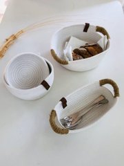 Корзина-хлебница круглая 25х10 см плетенная из джута белая "Торонто" 101-113