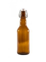 Пляшка з кришкою бугельною 1л. скляна, коричнева