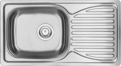 Мойка кухонная Doppio, нерж.сталь, прямоугольная, с крылом, 780х430х160мм, чаша - 1, накладная, нерж Deante