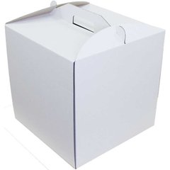 Коробка для торта с ручкой 350х350х350 мм белая картонная (бумажная)
