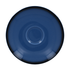 Блюдце под чашку 200 мл, диаметр 15 см, синее с черным ободком, Lea