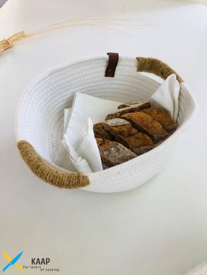 Кошик-хлібниця круглий 25х10 см плетений із джуту біла "Торонто" 101-113