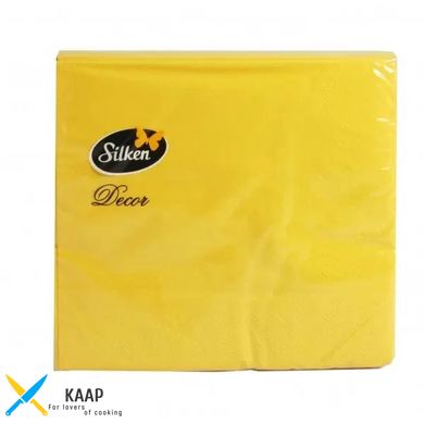Серветка паперова 3-х шарова 33х33 см., 20 шт/уп жовта Silken