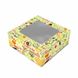 Коробка для солодощів/десертів 130х130х50 мм Midi світла кольорова з малюнком солодощів з віконцем паперова