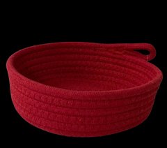 Корзина-хлебница круглая 20х6 см красная плетенная из джута "Кардинал" 101-121
