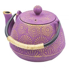 Чайник чавунний із ситом 1000 мл 1,5 кг фіолетовий "Голден Роуз" 16904-1
