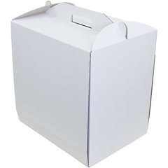 Коробка для торта с ручкой 400х300х400 мм белая картонная (бумажная)