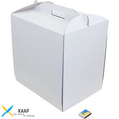 Коробка для торту з ручкою 400х300х400 мм біла картонна (паперова)
