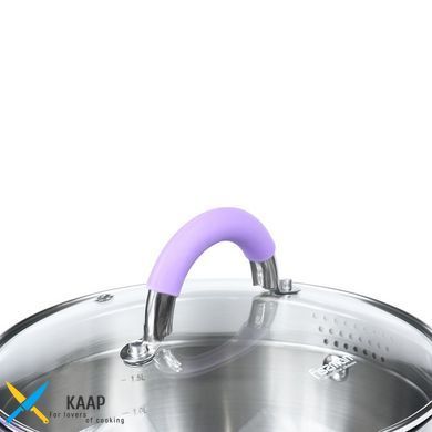 Каструля з нержавіючої сталі без покриття 4,7 л, Fissman Annette Цвет фиолетовый, для індукції з кришкою