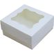 Коробка для печива, пряників, зефіру та цукерок 130х130х60 мм біла, для тістечок картонна (паперова)