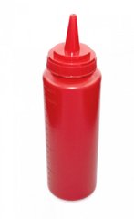 Бутылка-диспенсер для соуса 240 мл. 5х18 см с мерной шкалой красная