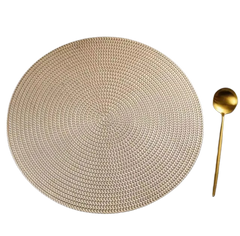 Підтарильник/килимок сервірувальний 40 см золотистий "Перлинний мікс" з поліестеру 6610-43