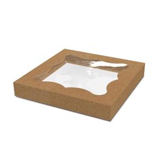 Упаковка с окном для наборов орехов, сухофруктов 20х20х3 см крафт