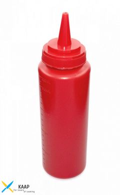 Пляшка-диспенсер для соусу 240 мл. 5х18 см із мірною шкалою червона