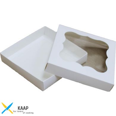 Коробка для печенья, пряников, зефира и конфет 155х155х30 мм белая, для зефира картонная (бумажная)