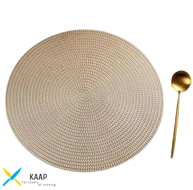 Підтарильник/килимок сервірувальний 40 см золотистий "Перлинний мікс" з поліестеру 6610-43